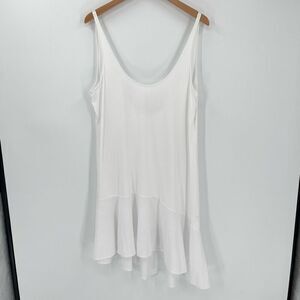 Skin Asymmetrical Sleeveless Scoop Neck Swimsuit Coverup Women 4/XL‎ White Soft